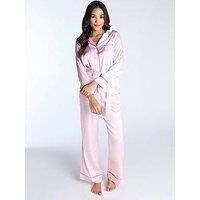 Boux Avenue Luxe Satin Ls Belt Revere Top - Light Pink