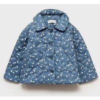 Mango Baby Girls Printed Quilted Jacket - Navy