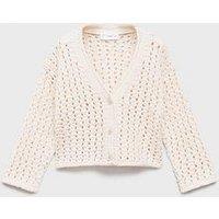 Mango Younger Girls Frill Knitted Jumper - Cream