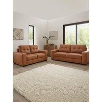 Very Home Miller 3 + 2 Seater Standard Back Leather Sofa Set (Buy & Save!)