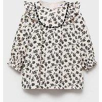 Mango Younger Girls Floral Long Sleeved Dress - Cream