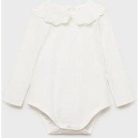 Mango Baby Girls Collared Long Sleeve Bodysuit - Light Cream