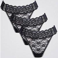 Boux Avenue Ellie Criss Cross 3 Pack Lace Briefs - Black