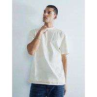 River Island Double Layer Raw Hem T-Shirt - Cream