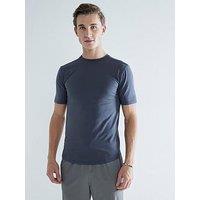 River Island Muscle Fit Curved Hem T-Shirt - Dark Grey