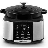 Good Food By Tower Gf16012 12-In-1 Multi Cooker With Cast Iron Pot, 1500W - Black & Stainless Steel