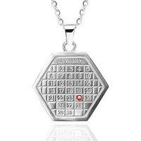 The Love Collection Birthstone Calendar Pendant Necklace - Silver