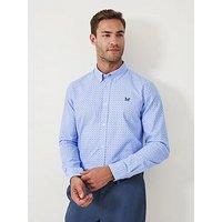 Crew Clothing Pinpoint Printed Long Sleeve Oxford Shirt- Blue