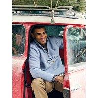 Crew Clothing Embroidered Microfleece 1/2 Zip Sweatshirt- Grey