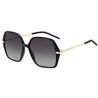 Boss Large Square Metal Frame Sunglasses - Black