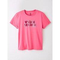 Under Armour Junior Girls Training Tech Wordmark T-Shirt - Pink