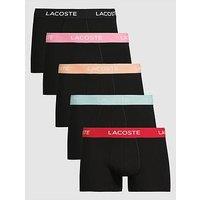 Lacoste 5-Pack Stretch Cotton Logo Waist Boxer Briefs - Black