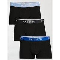 Lacoste 3-Pack Of Stretch Cotton Logo Waist Trunks - Black