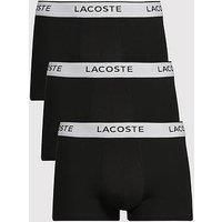 Lacoste 3-Pack Stretch Cotton Logo Waist Trunks - Black