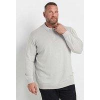 Badrhino Long Sleeve Knitted Zip Polo Shirt - Grey