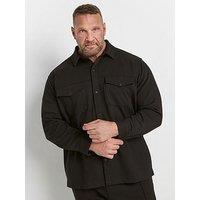 Badrhino Textured Jersey Shacket - Black