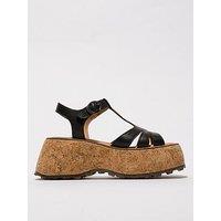 Fly London Coil Cork Wedge Sandal - Black