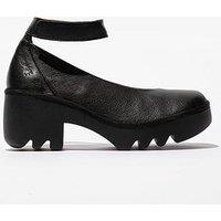 Fly London Tiry Leather Heeled Shoe - Black