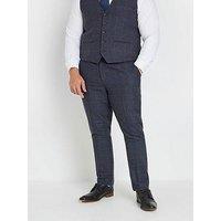 Badrhino Big & Tall Checked Suit Trousers Short Length - Blue