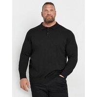 Badrhino Long Sleeve Knitted Polo Shirt - Black