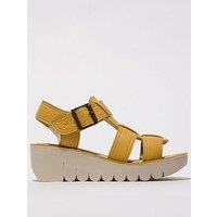 Fly London Yudd Leather Wedge Sandal - Orange