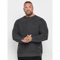 Badrhino Acid Wash Crew Neck Sweatshirt - Grey