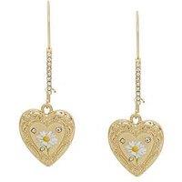 Betsey Johnson Sweetheart Daisy Heart Dangle Earrings
