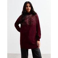 New Look Sequin Yoke Tunic - Red