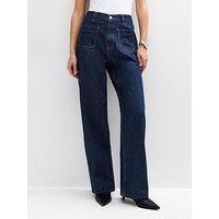 New Look Blue Patch Pocket Wide Leg Jeans
