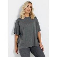Yours Curve Heavy Weight Box T-Shirt - Grey