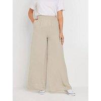 Long Tall Sally Satin Wide Leg Trousers 36" - Natural