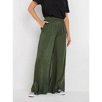 Long Tall Sally Satin Wide Leg Trousers 34" - Green