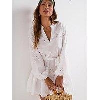 V By Very Puff Sleeve Broderie Beach Dress