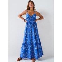 V By Very Metallic Beach Maxi Dress - Blue