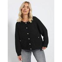 Yours Curve Button Thru Cardigan - Black