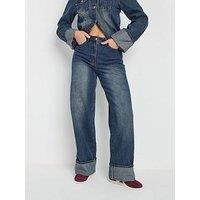 Long Tall Sally Tall Turn Up Wide Leg Jean 36" - Blue