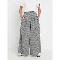 Pixiegirl Petite Gingham Palazzo Trousers - Black