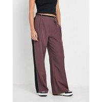 Pixiegirl Petite Contrast Side Stripe Wide Leg Trousers - Purple