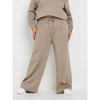 Yours Curve Wide Leg Jogger - Brown