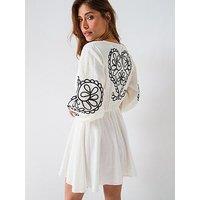 V By Very Embroidered Dress - Cream