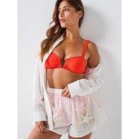 V By Very Embroidered Co Ord Beach Short - Cream