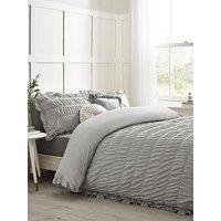 Catherine Lansfield Seersucker Frill Duvet Cover Set - Silver
