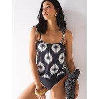 V By Very Blouson Tie Shoulder Trim Detail Swimsuit - Multi