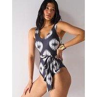 V By Very Tie Belted Swimsuit - Multi