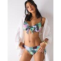 V By Very Printed Tie Underwired Bikini Top - Multi