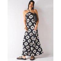 V By Very Halter Neck Mono Printed Maxi Beach Dress