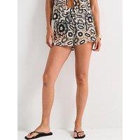V By Very Crochet Floral Beach Co-Ord Shorts - Multi
