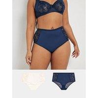 Yours Curve 2 Pack High Waisted Full Brief - Blue