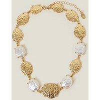 Accessorize Pearl Molten Disc Necklace