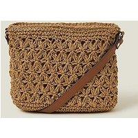 Accessorize Classic Raffia Cross Body Bag - Natural